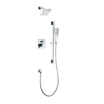 Dawn® Acadia Square Series Shower Combo Set Wall Mounted Rainhead with Slide bar handheld shower, Chrome