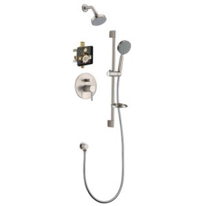 Dawn® Grand Canyon Series Shower Combo Set Wall Mounted Showerhead with Slide bar handheld shower, Brushed Nickel