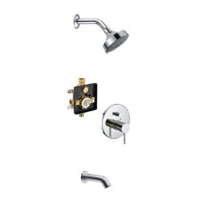 Dawn® Yosemite Series Shower Combo Set Wall Mounted Showerhead, Tub Spout with Trim, Chrome