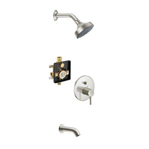 Dawn® Yosemite Series Shower Combo Set Wall Mounted Showerhead, Tub Spout with Trim, Brushed Nickel