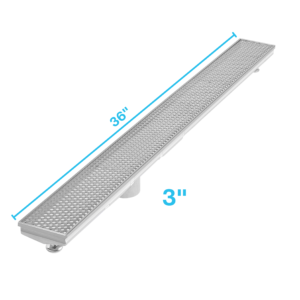 QM Delmar Series. 36″ Adjustable Kit (3″ High Flow outlet):  Perforated Line. Satin