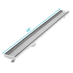 QM Delmar Series. 48″ Adjustable Kit (2″ outlet):  Mist (Tile-in) Line. Satin