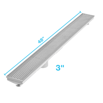 QM Delmar Series. 48" Adjustable Kit (3" High Flow outlet):  Perforated Line. Satin