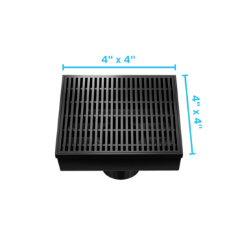 QM Delmar Series. Wedgewire Line. 4" Square Drain. Black Finish