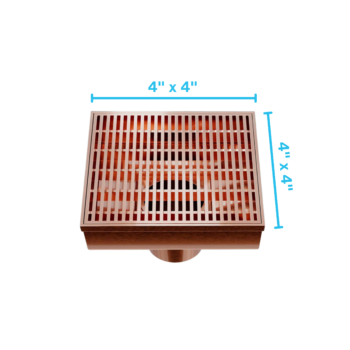 QM Delmar Series. Wedgewire Line. 4" Square Drain. Bronze Finish