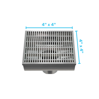 QM Delmar Series. Wedgewire Line. 4" Square Drain. Polished Finish