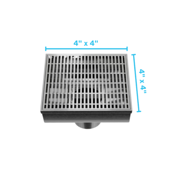 QM Delmar Series. Wedgewire Line. 4" Square Drain. Satin Finish