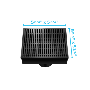 QM Delmar Series. Wedgewire Line. 5 3/4″ Square Drain. Black Finish