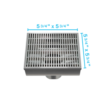 QM Delmar Series. Wedgewire Line. 5 3/4" Square Drain. Polished Finish