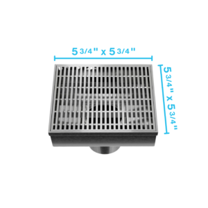 QM Delmar Series. Wedgewire Line. 5 3/4″ Square Drain. Satin Finish