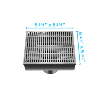 QM Delmar Series. Wedgewire Line. 5 3/4" Square Drain. Satin Finish