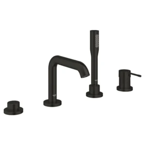 Grohe 4-Hole Single-Handle Deck Mount Roman Tub Faucet With 1.75 Gpm Hand Shower in Matte Black