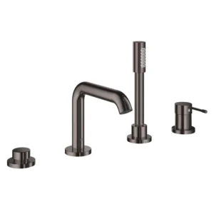 Grohe 4-Hole Single-Handle Deck Mount Roman Tub Faucet With 1.75 Gpm Hand Shower in Hard Graphite