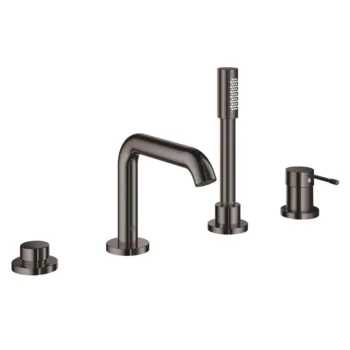 Grohe 4-Hole Single-Handle Deck Mount Roman Tub Faucet With 1.75 Gpm Hand Shower in Hard Graphite