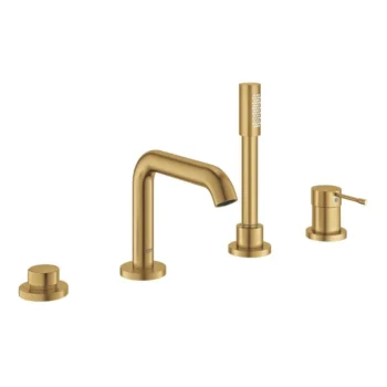 Grohe 4-Hole Single-Handle Deck Mount Roman Tub Faucet With 1.75 Gpm Hand Shower in Brushed Cool Sunrise