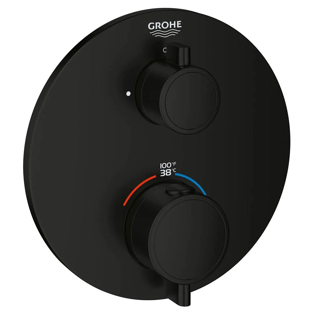 Grohe Single Function 2-Handle Thermostatic Valve Trim in Matte Black