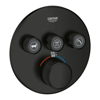 Grohe Triple Function Thermostatic Valve Trim in Matte Black