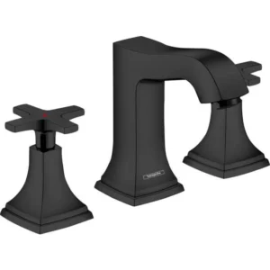 Hansgrohe Metropol Classic Widespread Faucet 110 with Cross Handles and Pop-Up Drain, 1.2 GPM in Matte Black