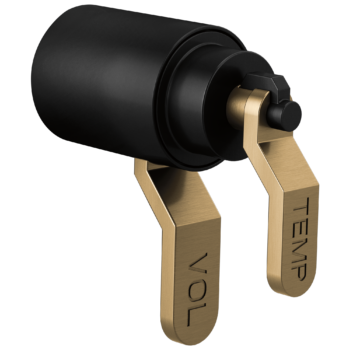 Brizo Litze®: Tempassure® Thermostatic Trim Handle Kit - Industrial Lever In Matte Black / Luxe Gold