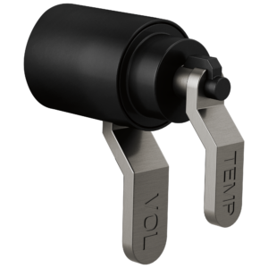 Brizo Litze®: Tempassure® Thermostatic Trim Handle Kit – Industrial Lever In Matte Black / Luxe Steel