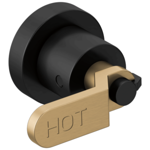 Brizo Litze®: Two-Handle Wall Mount Tub Filler Handle Kit – Industrial Lever In Matte Black / Luxe Gold