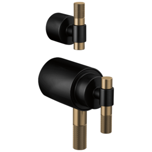 Brizo Litze®: Tempassure® Thermostatic Valve With Diverter Trim Handle Kit – T-Lever In Matte Black / Luxe Gold