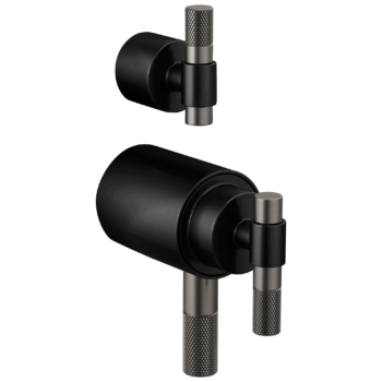 Brizo Litze®: Tempassure® Thermostatic Valve With Diverter Trim Handle Kit - T-Lever In Matte Black / Luxe Steel