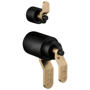 Brizo Litze®: Tempassure® Thermostatic Valve With Diverter Trim Handle Kit - Industrial Lever In Matte Black / Luxe Gold
