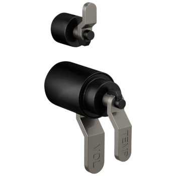Brizo Litze®: Tempassure® Thermostatic Valve With Diverter Trim Handle Kit - Industrial Lever In Matte Black / Luxe Steel