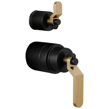 Brizo Litze®: Pressure Balance Valve Trim Handle Kit - Industrial Lever In Matte Black / Luxe Gold