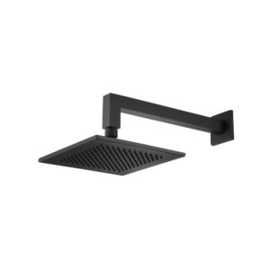 Isenberg 8″ Solid Brass Showerhead / Rainhead With 12″ Wall Mount Shower Arm In Matte Black