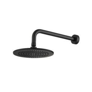 Isenberg 8″ Solid Brass Showerhead / Rainhead With 12″ Wall Mount Shower Arm In Matte Black