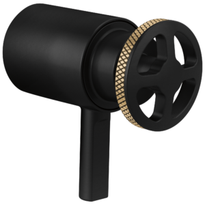Brizo Litze®: Tempassure® Thermostatic Trim Handle Kit – Wheel In Matte Black / Luxe Gold