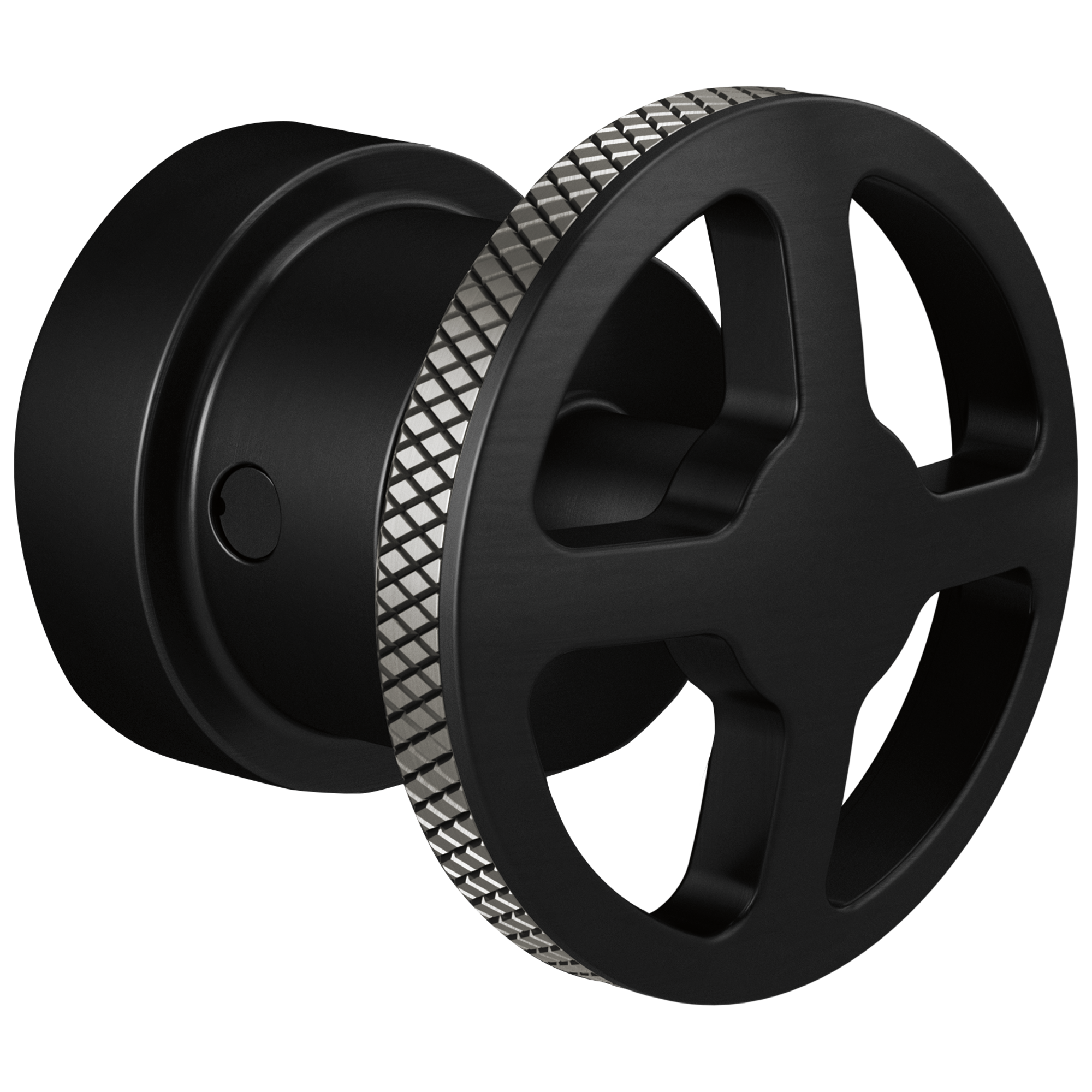 Brizo Litze®: Sensori® Thermostatic Valve Trim Handle Kit - Wheel In Matte Black / Luxe Steel