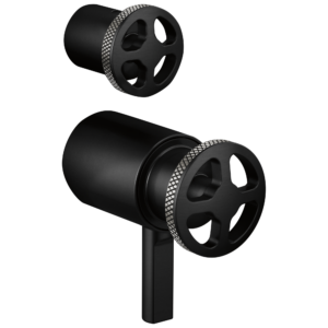 Brizo Litze®: Tempassure® Thermostatic Valve With Diverter Trim Handle Kit – Wheel In Matte Black / Luxe Steel