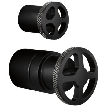 Brizo Litze®: Pressure Balance Valve With Diverter Trim Handle Kit - Wheel In Matte Black / Luxe Steel