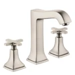 Hansgrohe Metropol Classic Widespread Faucet 160 with Cross Handles and Pop-Up Drain, 1.2 GPM in Brushed Nickel