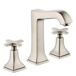 Hansgrohe Metropol Classic Widespread Faucet 160 with Cross Handles and Pop-Up Drain, 1.2 GPM in Brushed Nickel