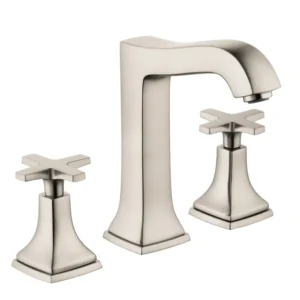 Hansgrohe Metropol Classic Widespread Faucet 160 with Cross Handles and Pop-Up Drain, 1.2 GPM in Polished Nickel