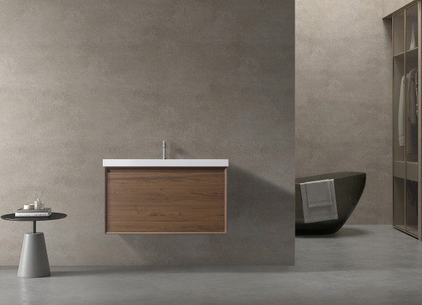 Odde 36" Walnut Vanity With White Interated Sink - Image 3