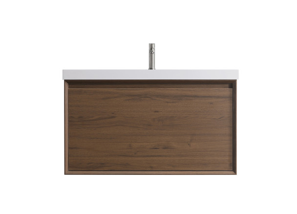Odde 36" Walnut Vanity With White Interated Sink