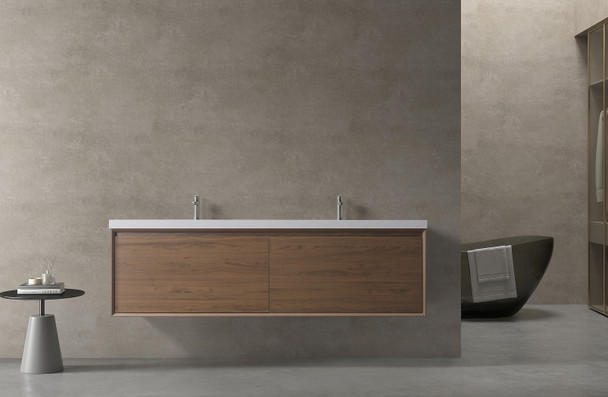 Odde 72" Walnut Vanity With White Interated Sink - Image 3