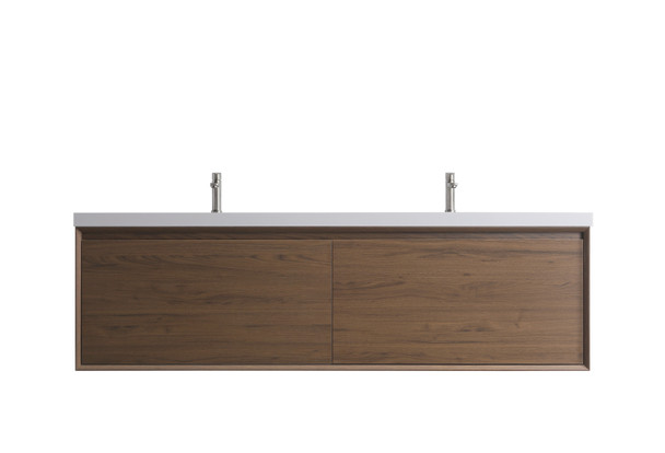 Odde 72" Walnut Vanity With White Interated Sink