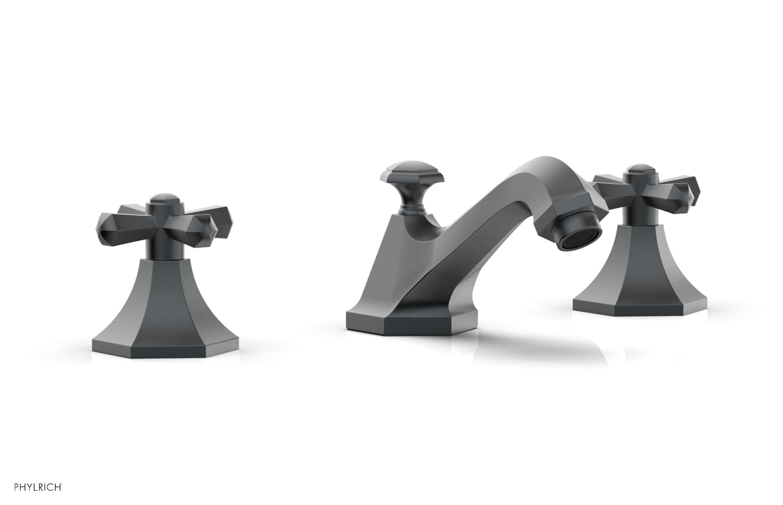 Phylrich LE VERRE & LA CROSSE Widespread Faucet - Cross Handles K171 - Gun Metal