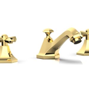 Phylrich LE VERRE & LA CROSSE Widespread Faucet – Cross Handles K171 – Polished Gold