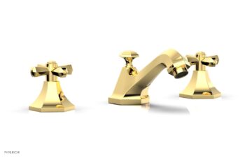 Phylrich LE VERRE & LA CROSSE Widespread Faucet - Cross Handles K171 - Polished Gold