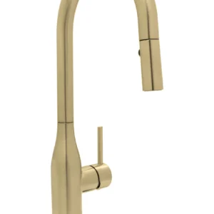 Huntington Brass Rise Pull-Down Kitchen Faucet In PVD Satin Brass