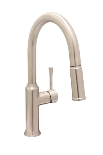 Huntington Brass Albany Single Hole Pull-Down Kitchen Faucet In Pvd Satin Nickel