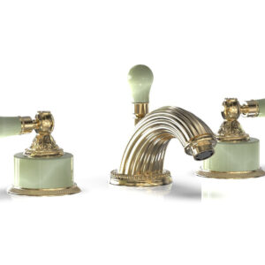 Phylrich VERSAILLES Widespread Faucet – Green Onyx K240 – Satin Brass