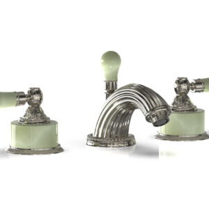 Phylrich VERSAILLES Widespread Faucet – Green Onyx K240 – Polished Nickel
